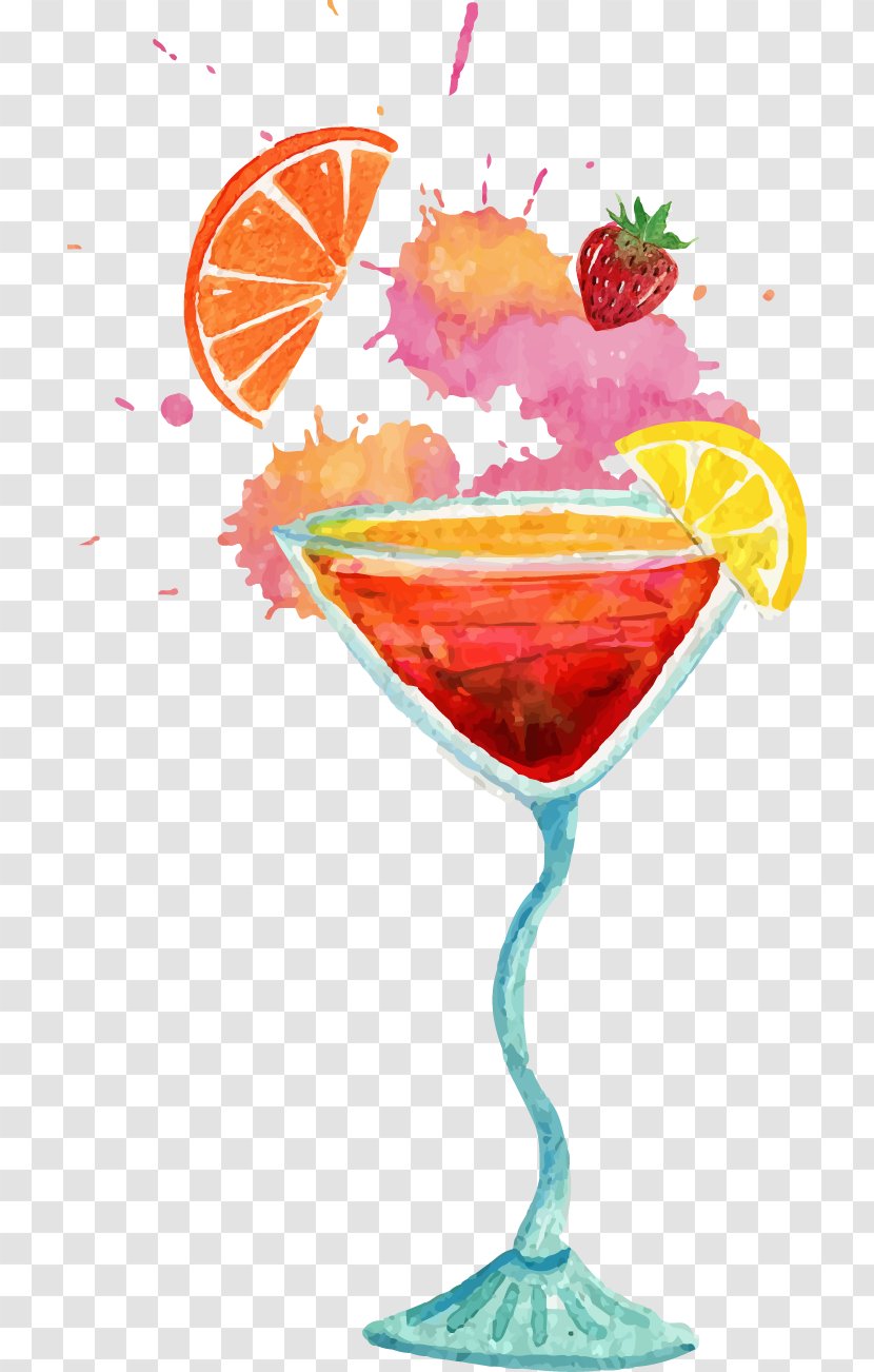 Cocktail Mojito Cosmopolitan Soft Drink Beer - Rose - Watercolor Vector Material Drinks Transparent PNG