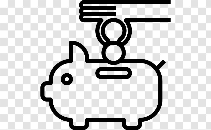 Piggy Bank Saving Money - Black And White Transparent PNG
