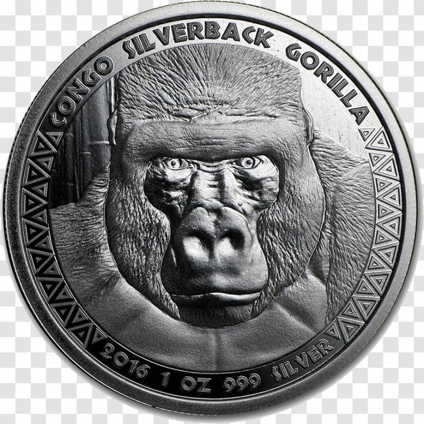 Congo Gorilla Bullion Coin Silver - Metal Transparent PNG