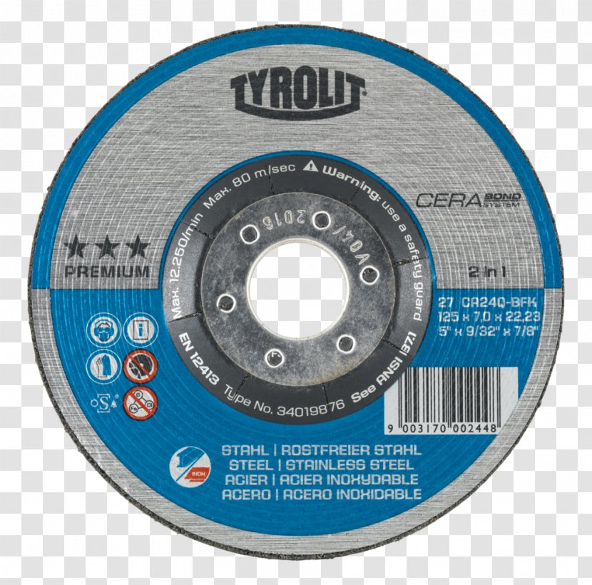 Tyrolit Tool Grinding Wheel Steel Cutting - Angle Grinder Transparent PNG