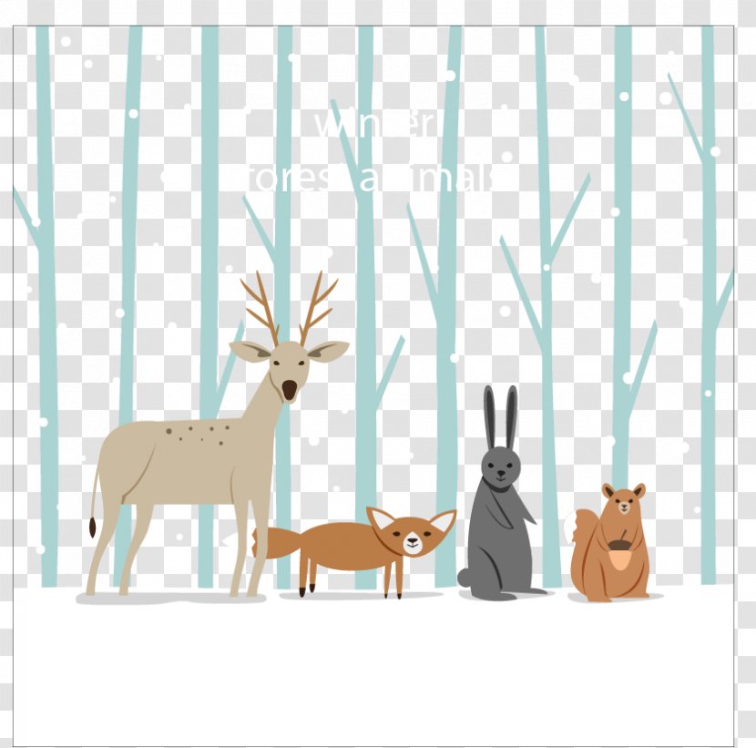 Reindeer Animal Winter - Small Animals On The Snow Transparent PNG