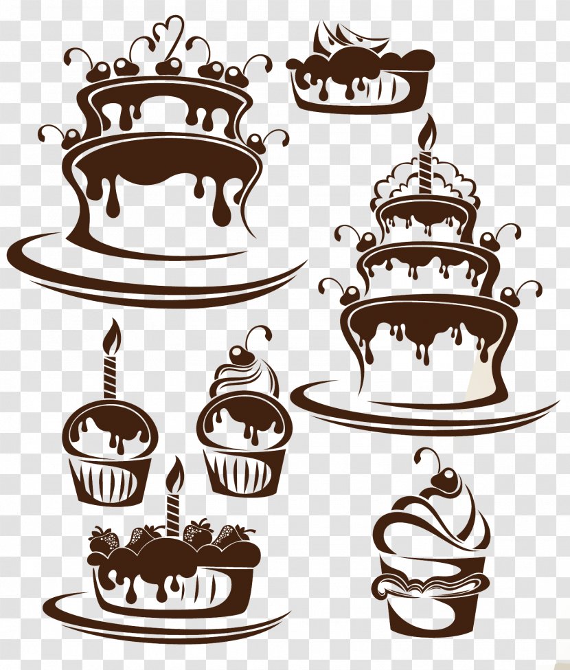 Wedding Cake Birthday Cupcake - Serveware - Hand Drawn Vector Material Transparent PNG