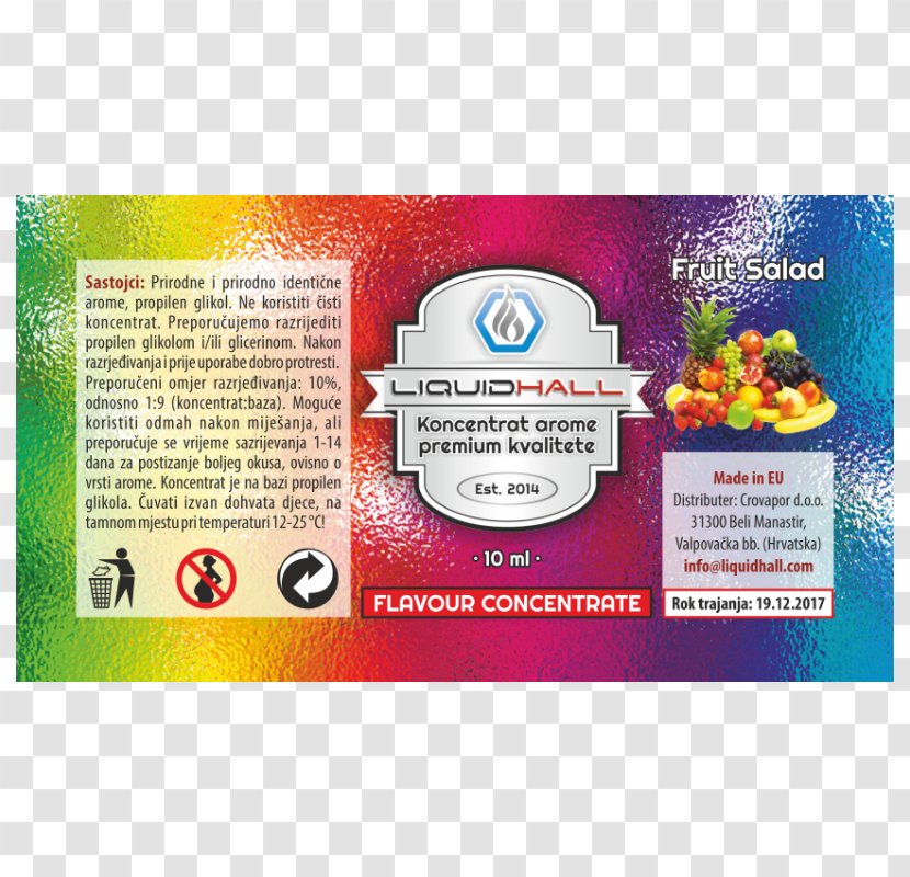 Flavor Fruit Salad Aroma Milliliter - Label Transparent PNG