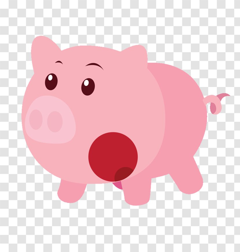 Domestic Pig Cartoon Illustration - Like Mammal - Pink Picture Material Transparent PNG