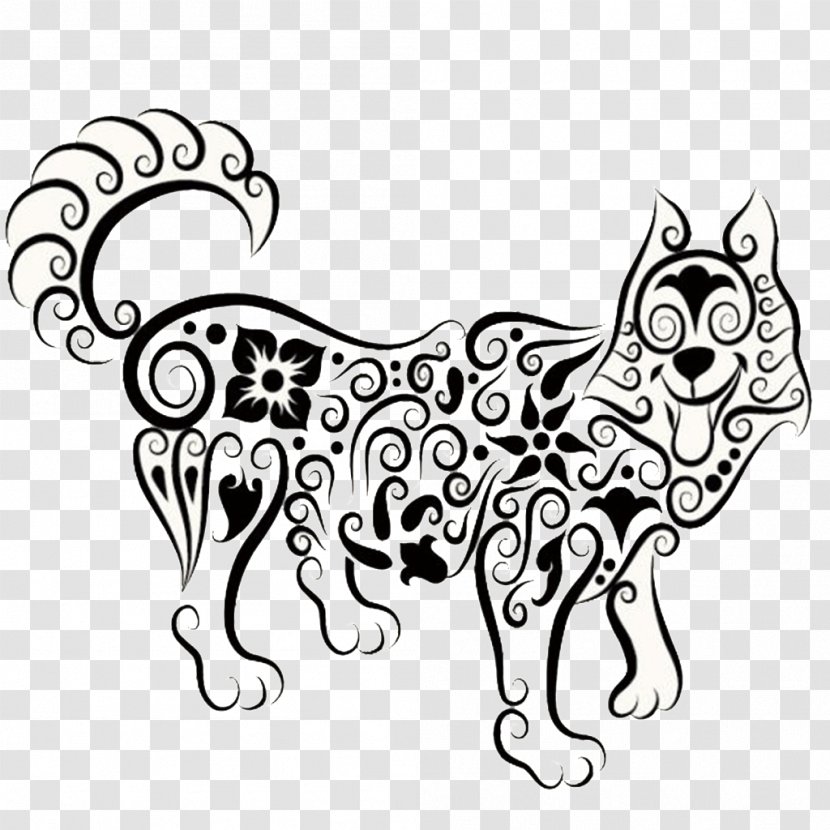 Dog Ornament Illustration Animal Vector Graphics - Carnivoran - Painting Transparent PNG