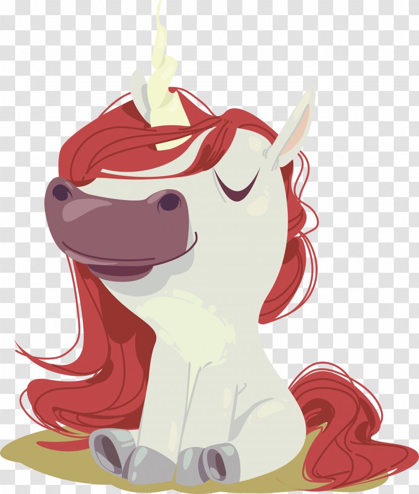 Horse Unicorn - Cartoon - A Sitting On The Ground Transparent PNG