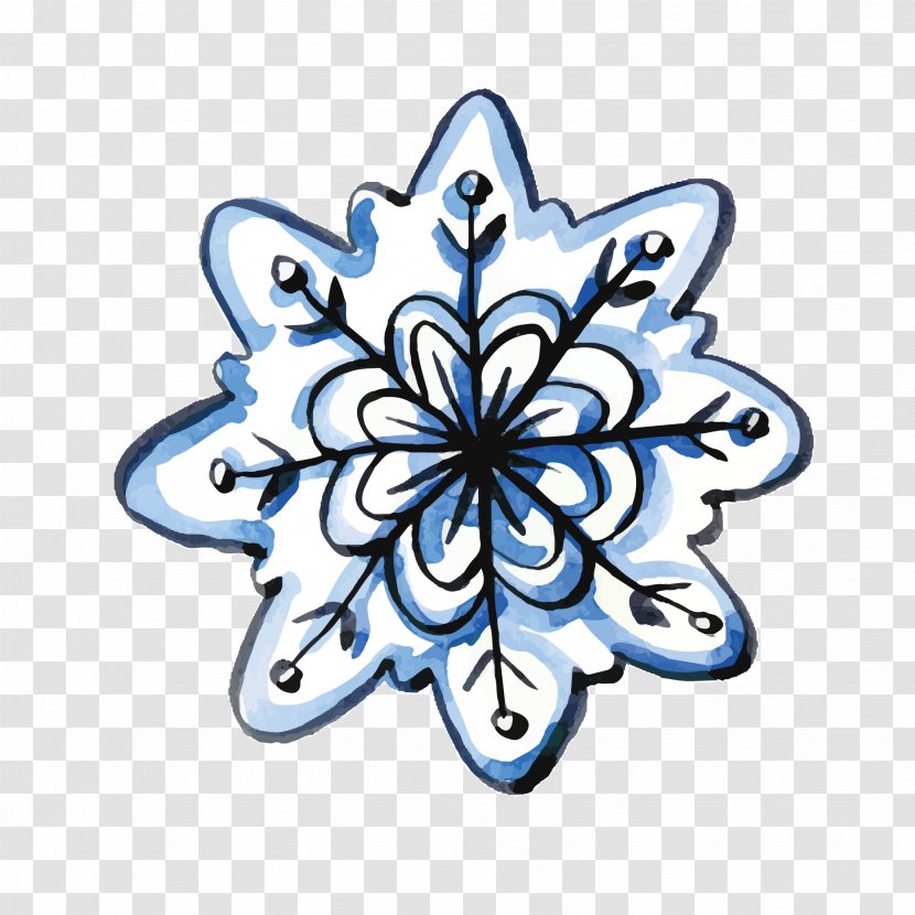 Snowflake Watercolor Painting Computer File - Snow - Hand-painted Vector Material Transparent PNG