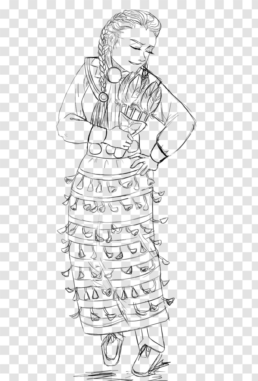 Pow Wow Jingle Dress Drawing Coloring Book Dance - Native Americans In
