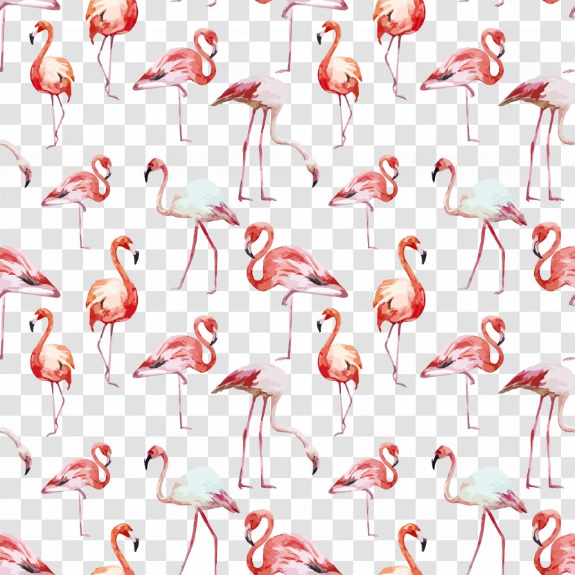 Flamingo Bird Wallpaper - Photography - Watercolor Seamless Background Vector Transparent PNG