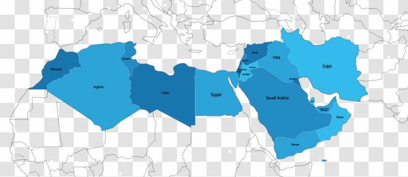 MENA Middle East North Africa World Map - Mapa Polityczna Transparent PNG