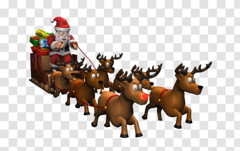 Reindeer Père Noël Santa Claus Horse Christmas Ornament - Sled - Sleigh Picture Transparent PNG