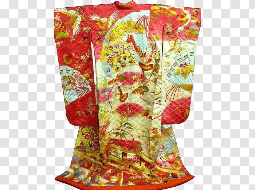 Kimono Uchikake Silk Wedding Dress - Embroidery Transparent PNG
