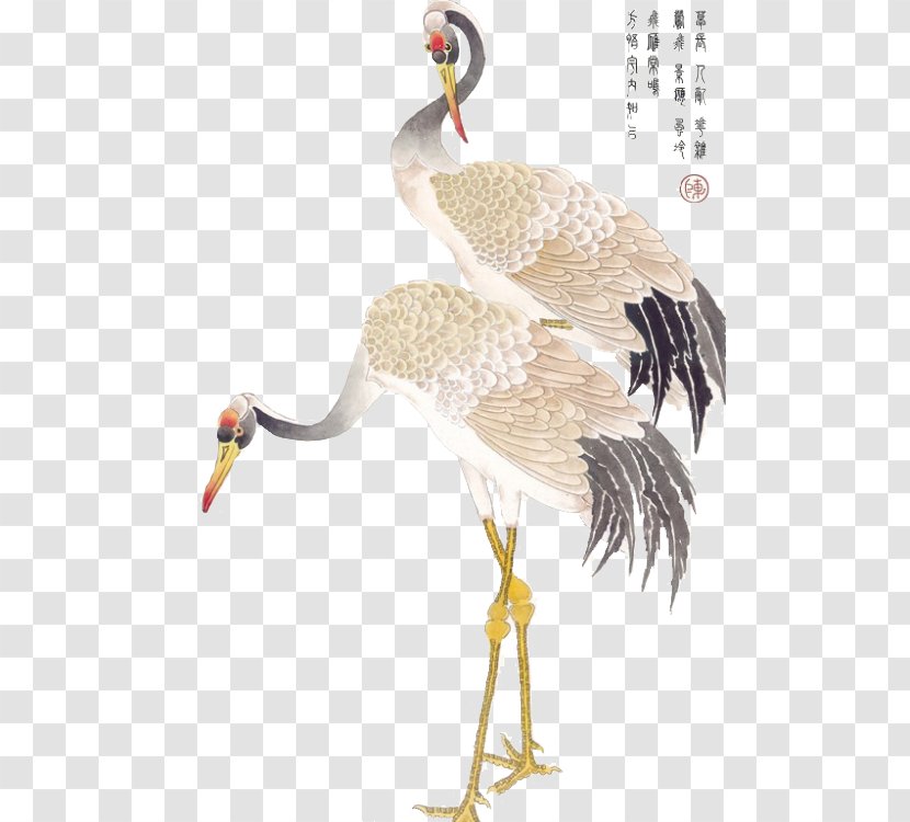 Crane La Pintura China Bird Chinese Painting - Stork Transparent PNG