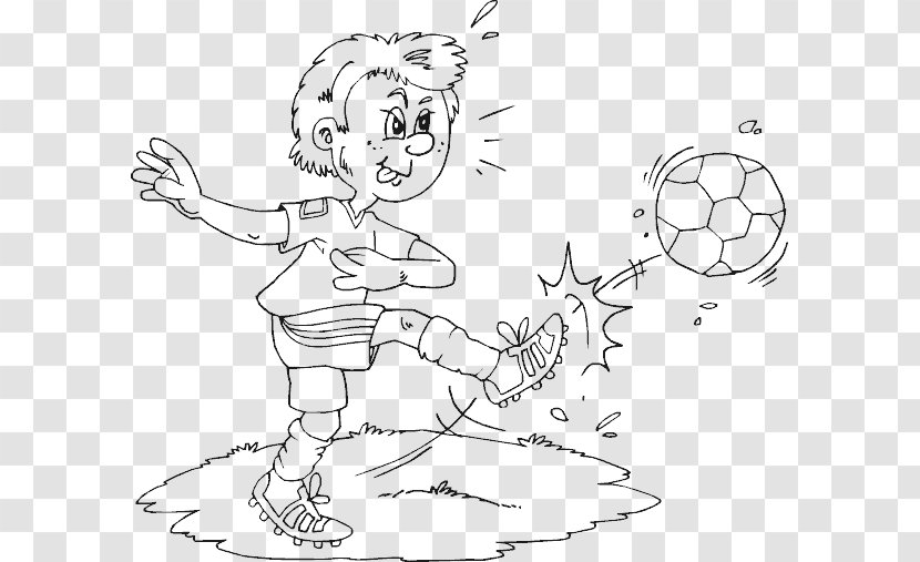 Coloring Book Line Art Sports - Heart - Boy Play Football Transparent PNG