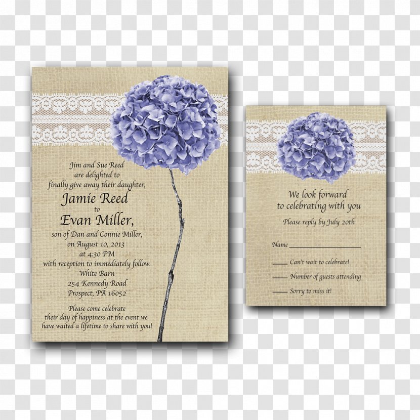 Wedding Invitation Paper Hessian Fabric Floral Design - Romantic Tone Transparent PNG