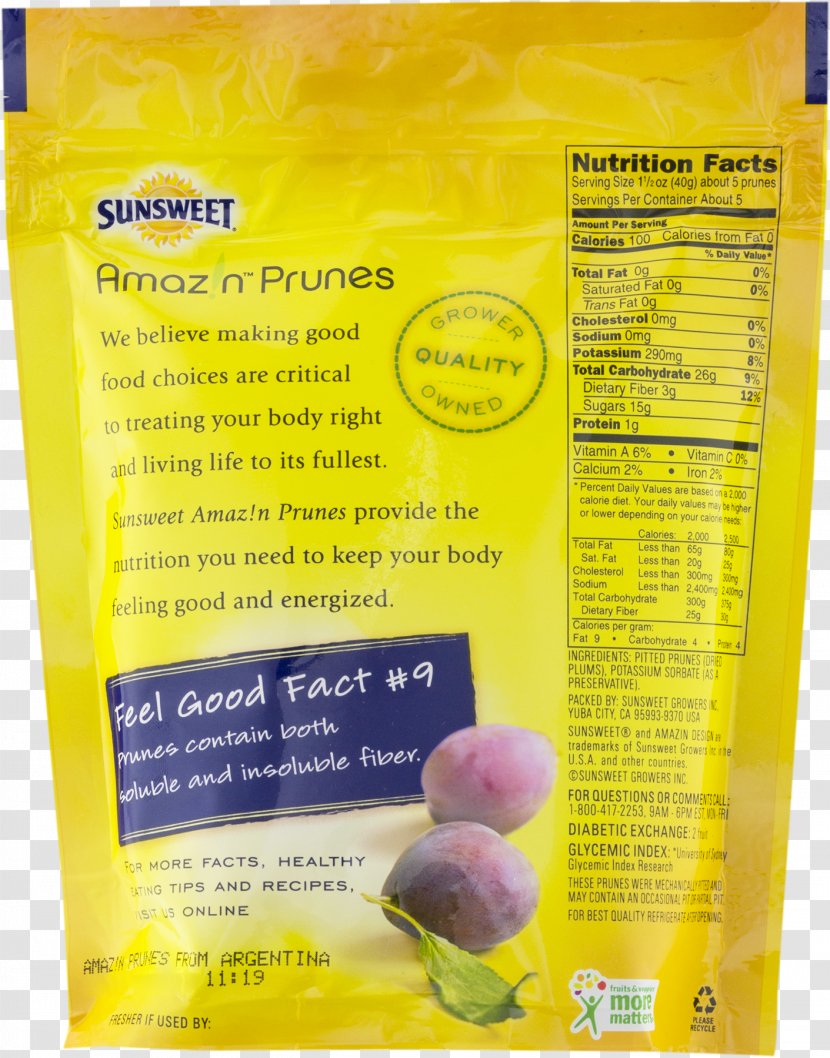 Prune Nutrition Facts Label Sunsweet Growers Inc. Dried Fruit - Health Transparent PNG