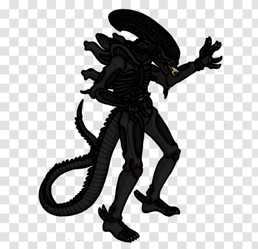 Alien Drawing Art Godzilla Monster - Horror Fiction - Xenomorph Transparent PNG