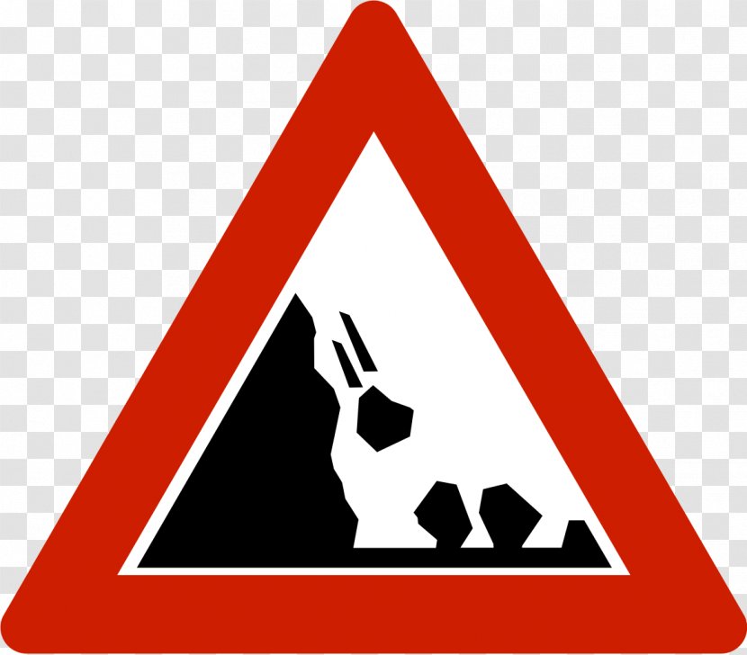 Warning Sign Landslide Traffic Hazard - Road Transparent PNG