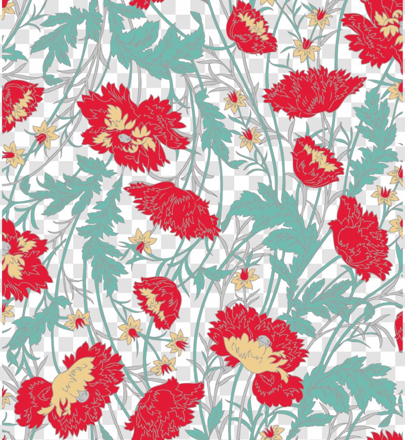 Flower Painting Pattern - Retro Floral Atmosphere Transparent PNG