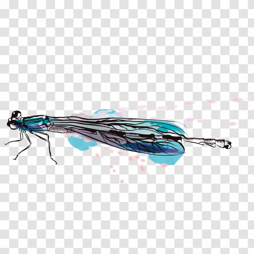 Watercolor Painting Clip Art - Blue - Vector Dragonfly Transparent PNG