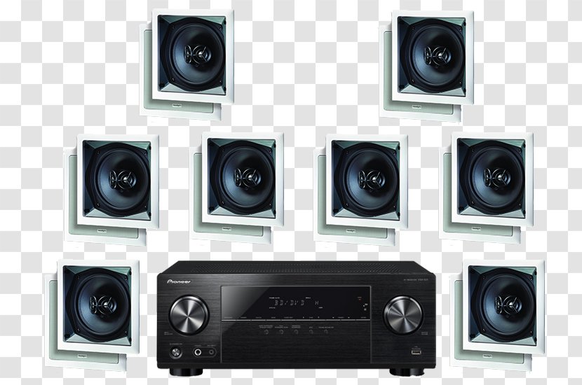 AV Receiver Home Theater Systems 5.1 Surround Sound Ultra-high-definition Television Pioneer Corporation - Stereo Wall Transparent PNG