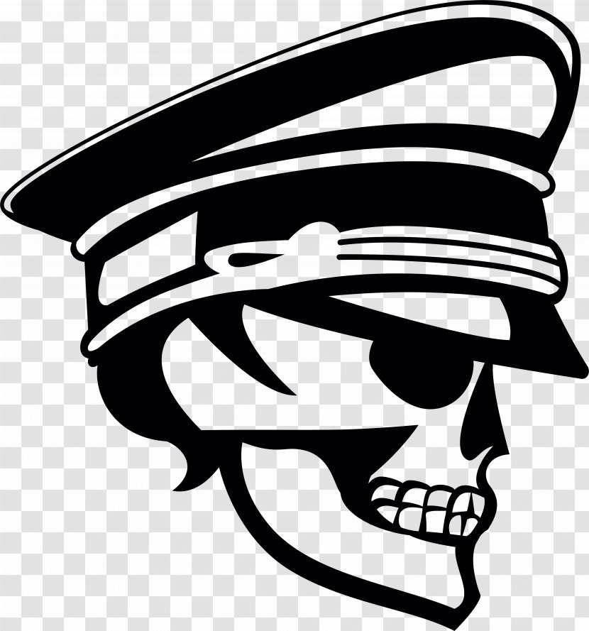 Skull Army Officer Clip Art - Decal - Pirate Design Transparent PNG