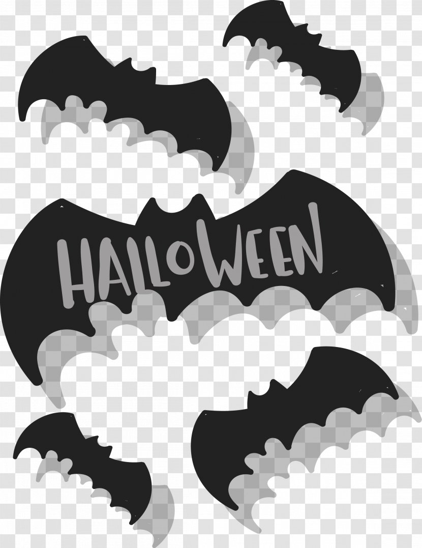 Halloween Bat - Art - Monochrome Transparent PNG