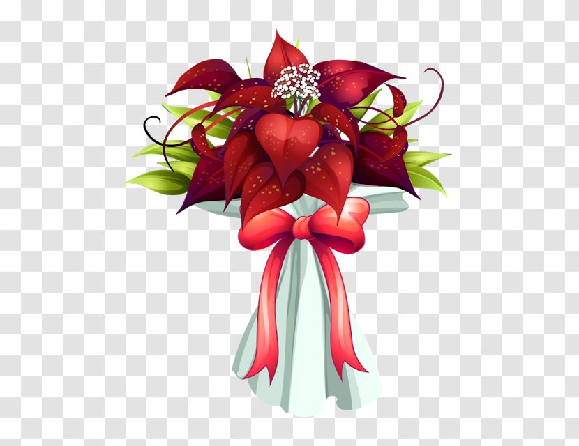 Flower Bouquet Floral Design Clip Art Christmas Day - Red Transparent PNG