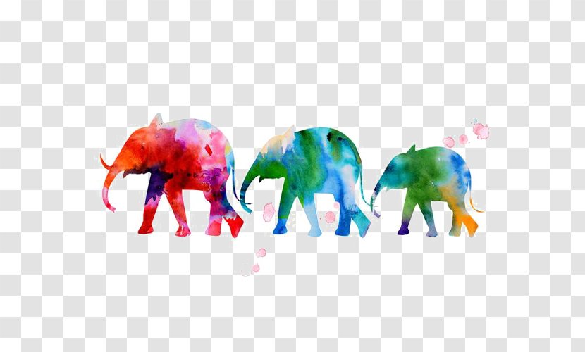 Watercolor Painting Elephant Art Printmaking - Stencil Transparent PNG
