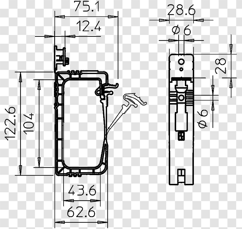 Wall Plug OBO BETTERMANN Hungary Kft. Technical Drawing Ceiling - Black And White - Nail Leaflets Transparent PNG