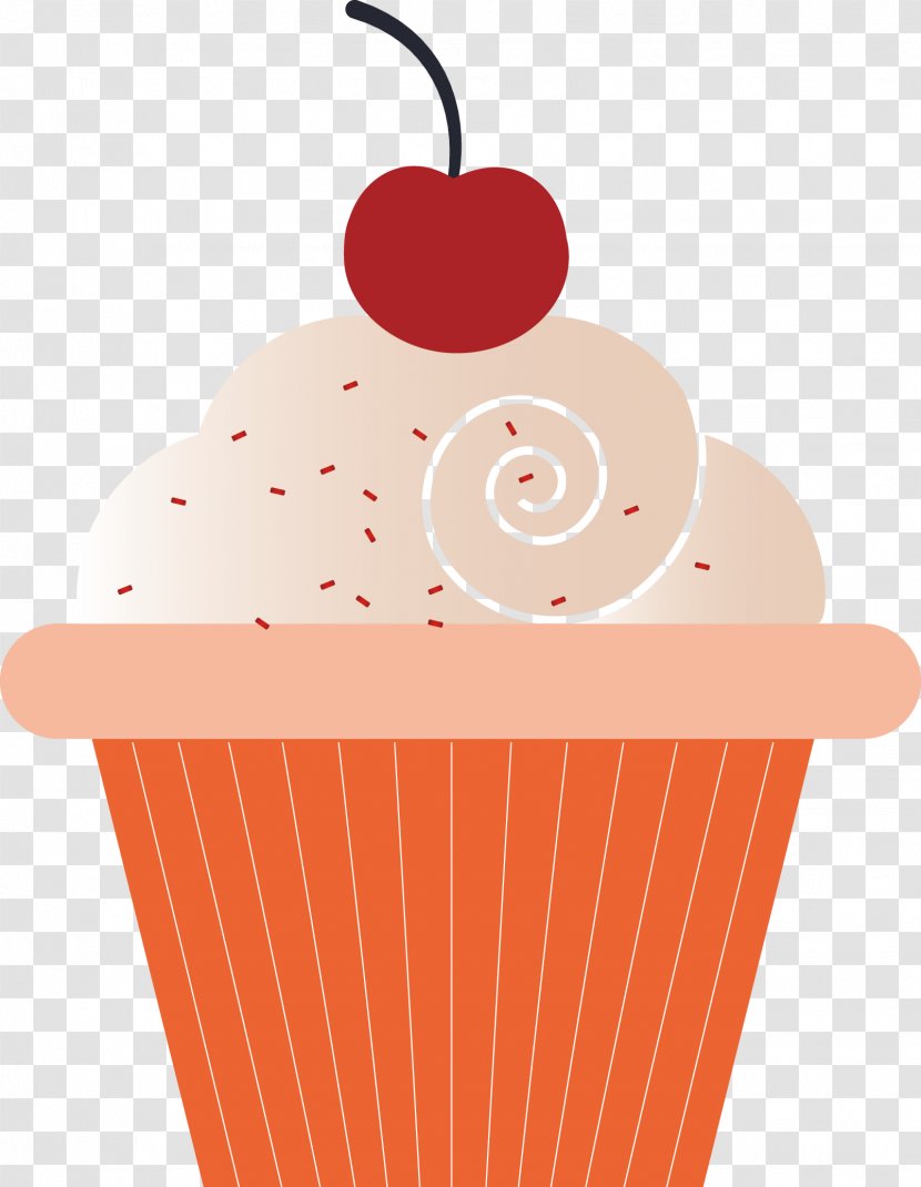 Birthday Cake Cupcake Cream - Peach - Orange Cherry Transparent PNG