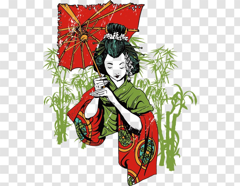 T-shirt Stock Photography - Costume Design - Japanese Geisha Transparent PNG