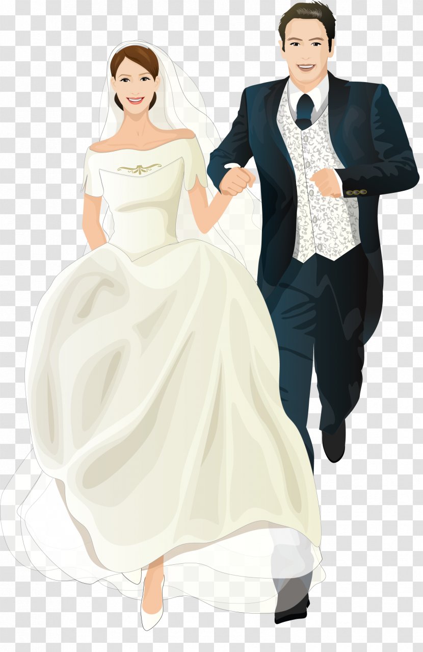 Wedding Invitation Bridegroom Marriage - Cartoon - Married Couple Transparent PNG