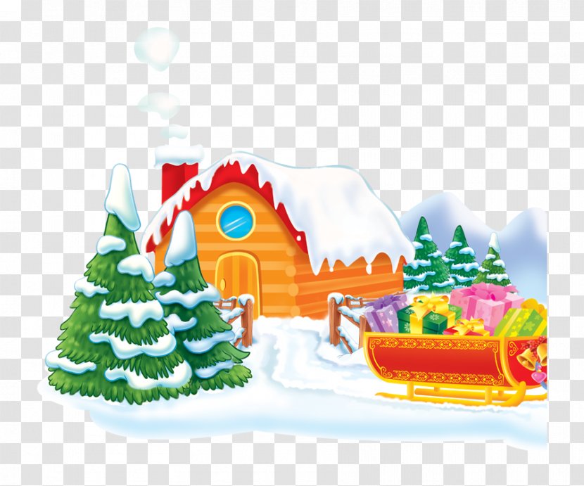 Christmas Santa Claus Holiday Greetings Happiness - House,snowflake,Creative Transparent PNG