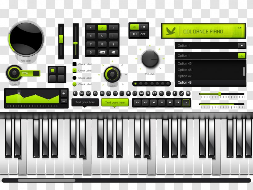 Digital Piano Electric Musical Keyboard - Tree - Vector Transparent PNG