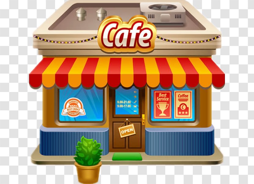 Vector Graphics Cafe Company Royalty-free License - Restaurant - Supermarket Building Transparent PNG