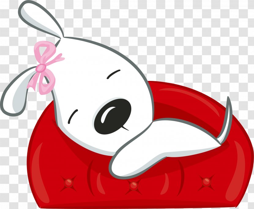 Drawing Valentine's Day - Smile - Hand Painted White Puppy Sofa Transparent PNG