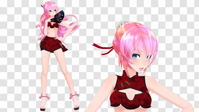 Megurine Luka Cheongsam Kimono Dress MikuMikuDance - Flower Transparent PNG