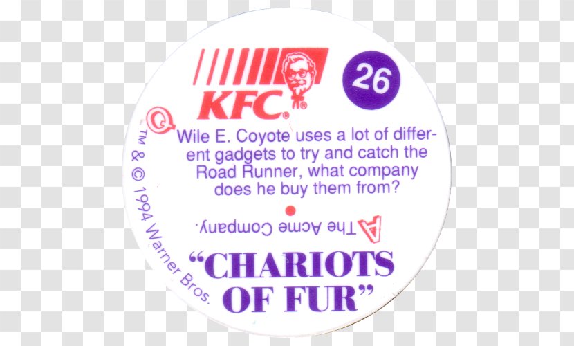 Coyote Looney Tunes Milk Caps KFC Juice - Chariots Of Fur - Wile E Transparent PNG