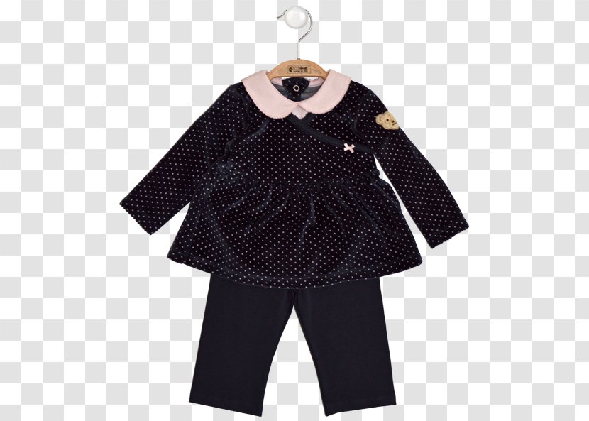 Polka Dot Sleeve Dress Outerwear - Navy Cloth Transparent PNG