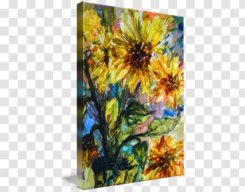 Acrylic Paint Modern Art Watercolor Painting Still Life - Sunflower Transparent PNG