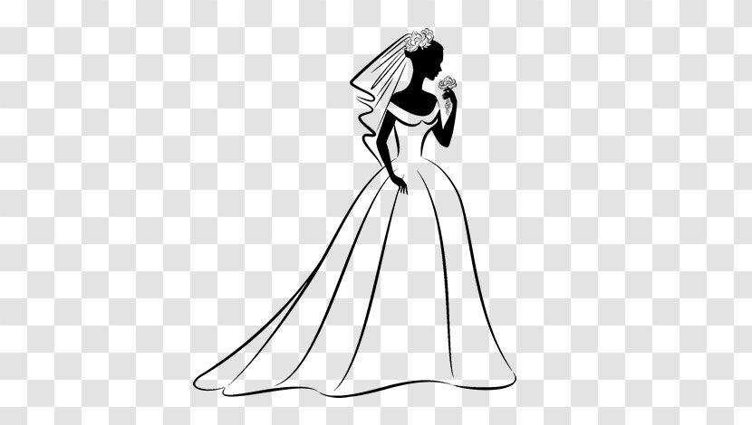 Wedding Dress Bride Veil Drawing - Fashion Design Transparent PNG