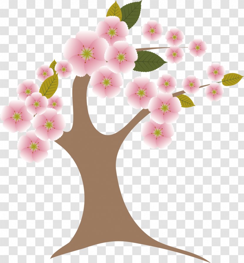 Cherry Blossom Tree Trunk - Peach Vector Transparent PNG