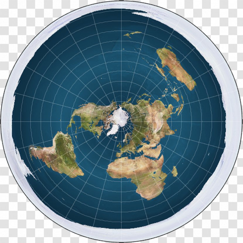 Flat Earth Society Globe World Map - Azimuthal Equidistant Projection Transparent PNG