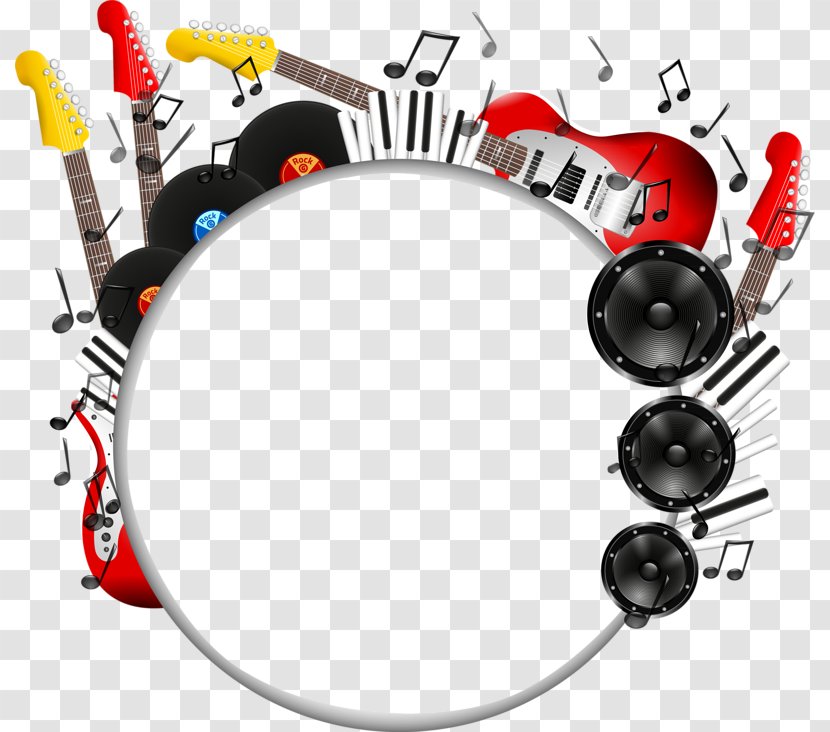 Musical Instrument Note - Flower - Cartoon Color Guitar Sound And Creative Promotional Circular Plate Transparent PNG