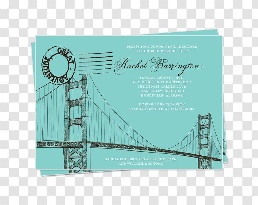 Golden Gate Bridge Wedding Invitation Download - Turquoise Transparent PNG