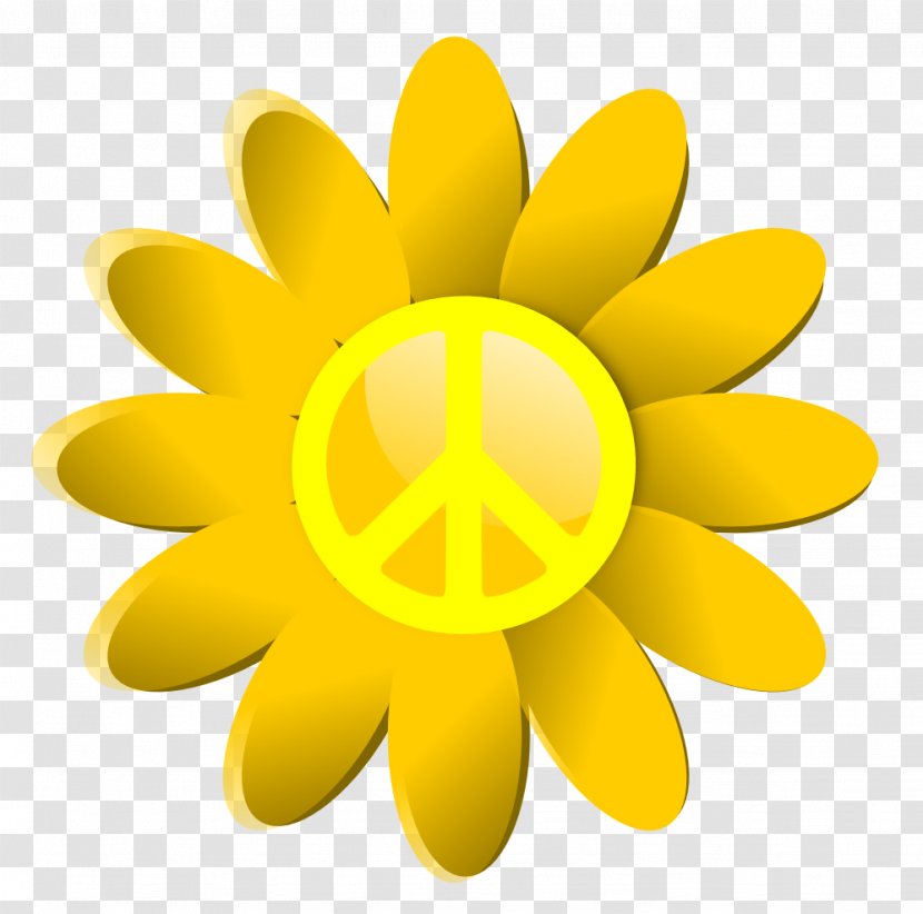 Flower Clip Art - Yellow - Peace Symbol Transparent PNG