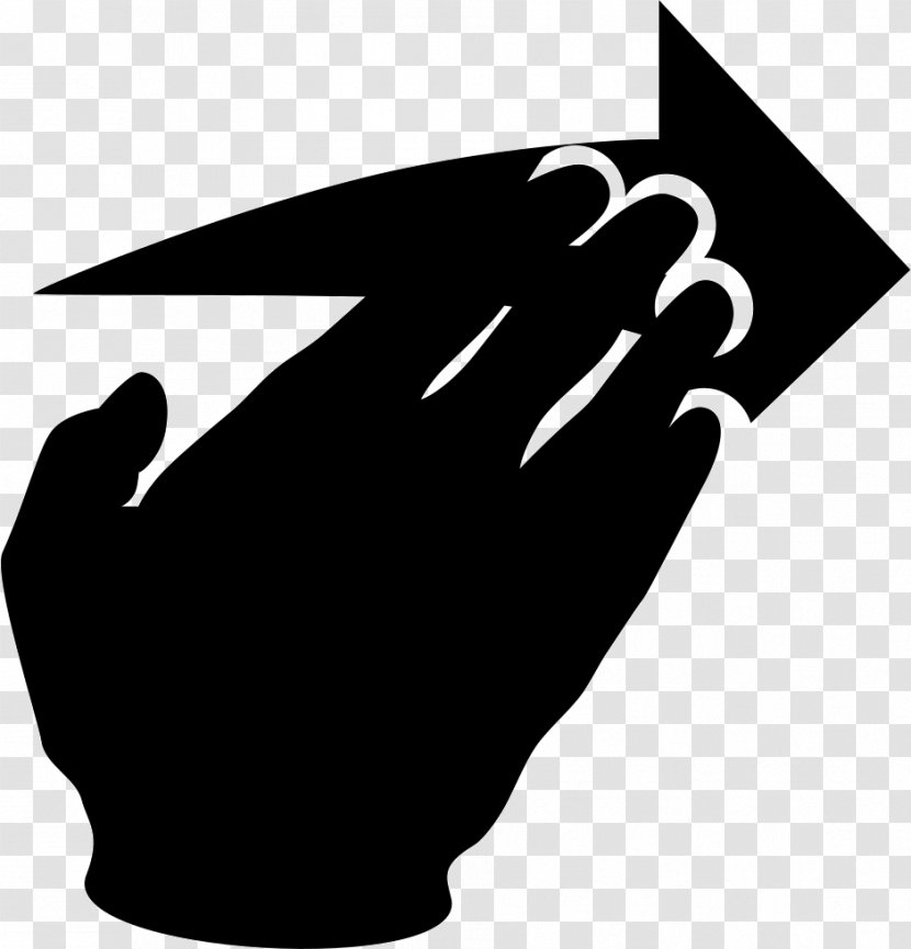 Clip Art Gesture Thumb Hand - Monochrome Transparent PNG