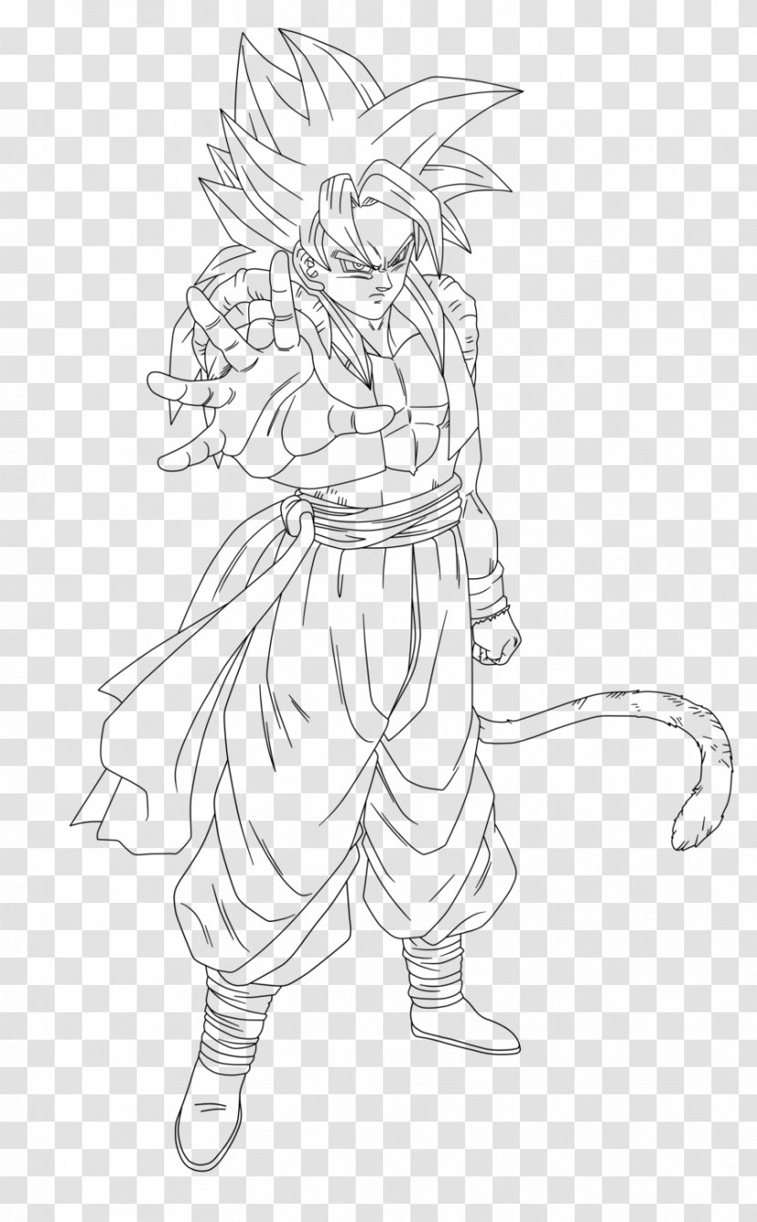 Line Art White Cartoon Character Sketch - Artwork - Gogeta Transparent PNG