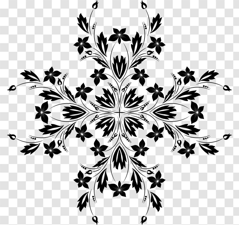 Black And White Flower Vine Clip Art - Line - Ornaments Transparent PNG